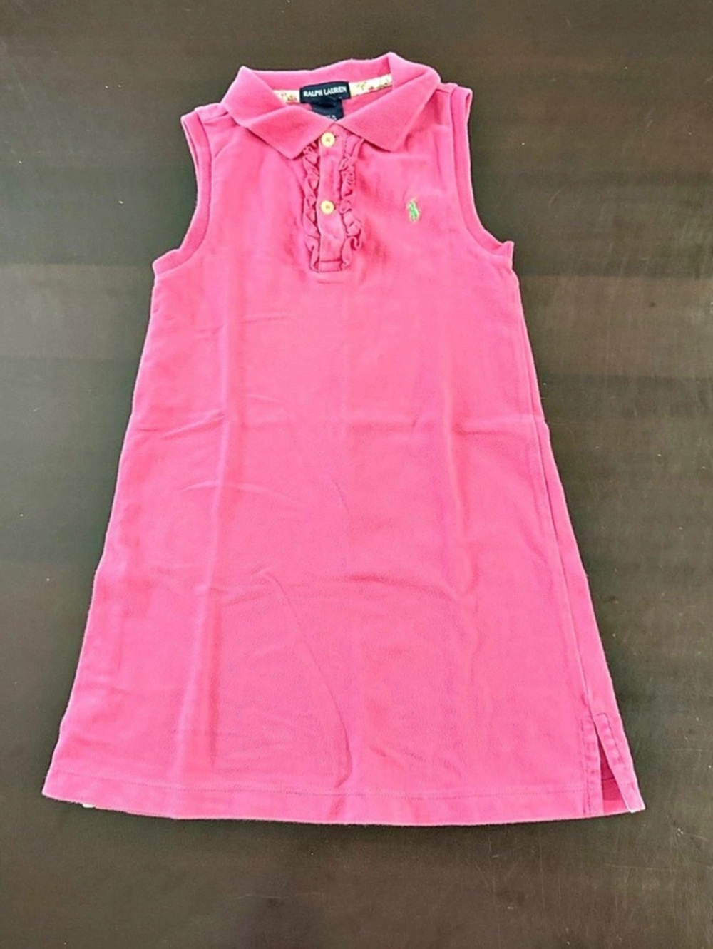 Ralph Lauren Girls Pink Sleeveless Ruffle Placket Polo Dress Girls 4T